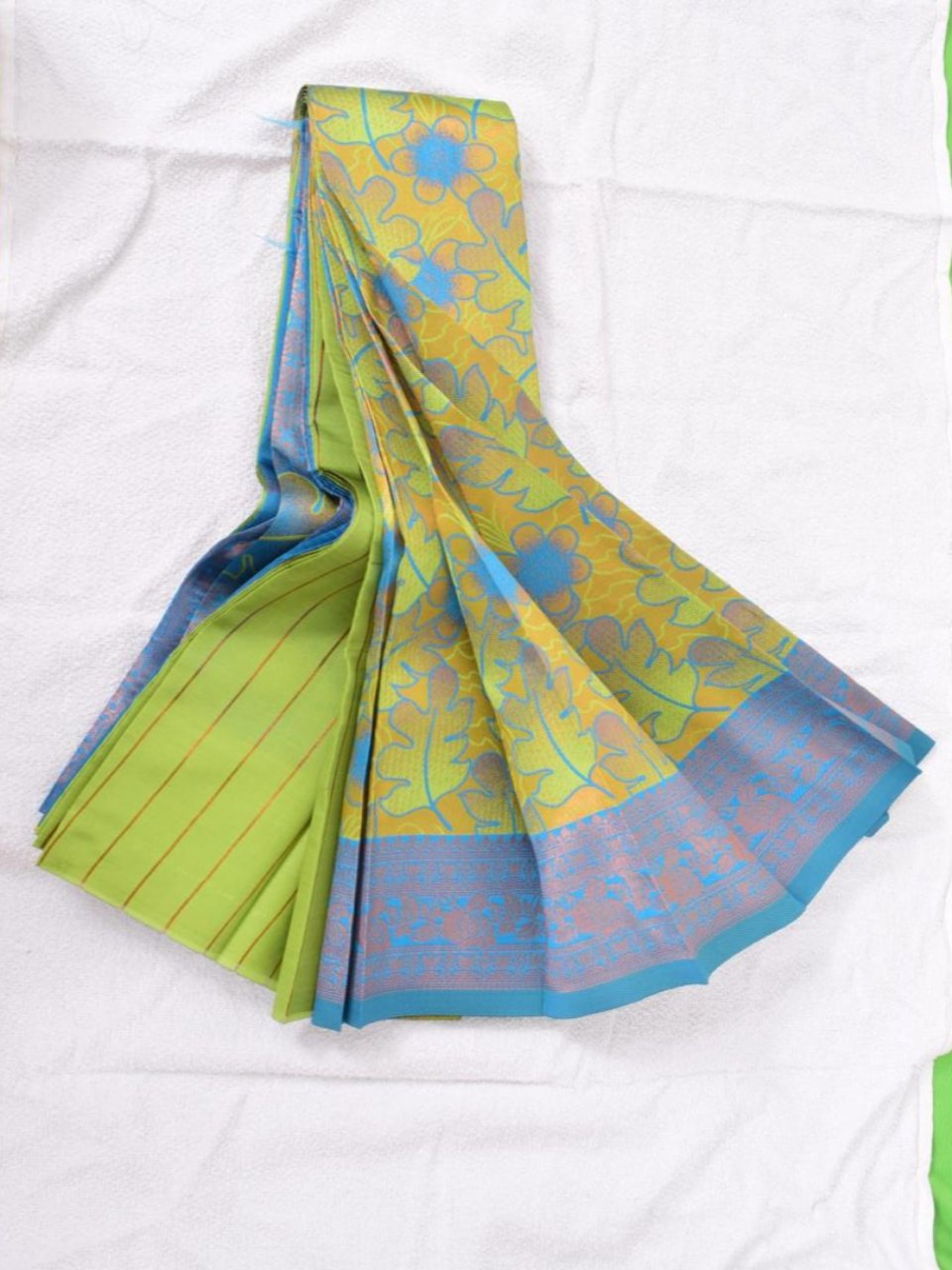 Printed silk cotton with leaf design