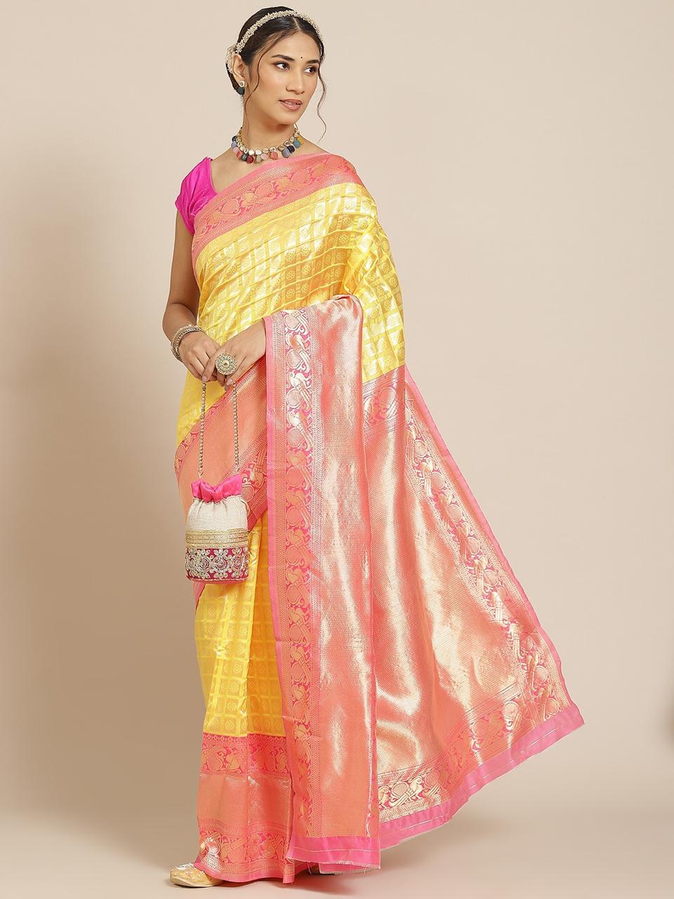 Jequard saree contrast boader